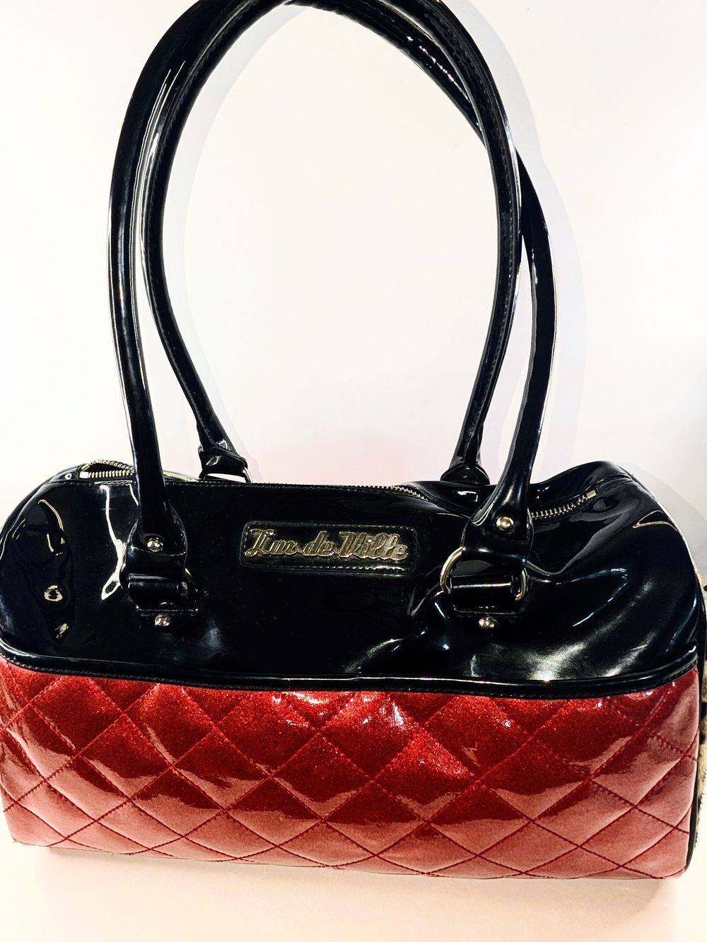 Lux De Ville Tote Bag Red Black Leopard Print Retro Rockabilly Handbag